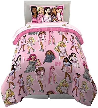 Franco Barbie Barbiecore Bedding Super Soft Comforter and Sheet Set with Sham, 5 Piece Twin Size, College Dorm Essentials (Official Licensed Product) by Franco