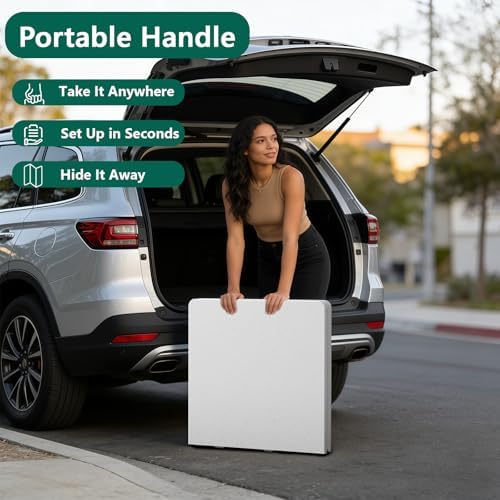 4FT Folding Table 2 Pack,Adjustable Height Heavy Duty Plastic Folding Tables with Carry Handles,Fold-in-Half Portable Tables with Steel Legs for Party, Wedding,Camping, Picnic,Indoor Outdoor,White - Image 5