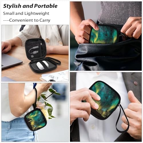 Green Starry Night Tree Carrying Earphone Case Pouch Storage Bag Holder-Earbud Case Mini Pouch Headset Storage Case Bags for Headphone, Bluetooth - Image 7