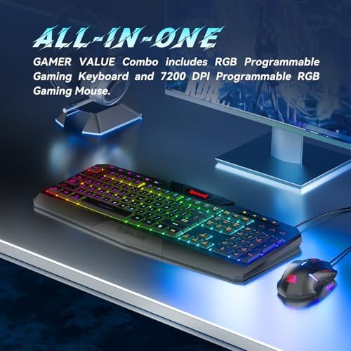 Redragon S101-3 PRO Gaming Keyboard and Mouse, RGB Backlit Programmable Keyboard Mouse with Software, Independent Macro Record Keys, Value Combo Set, New Update Version - Image 2