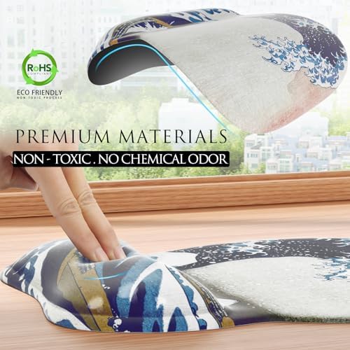 MROCO Ergonomic Mouse Pad with Gel Wrist Rest, 9.4 x 8.1 in, Great Wave - Image 5