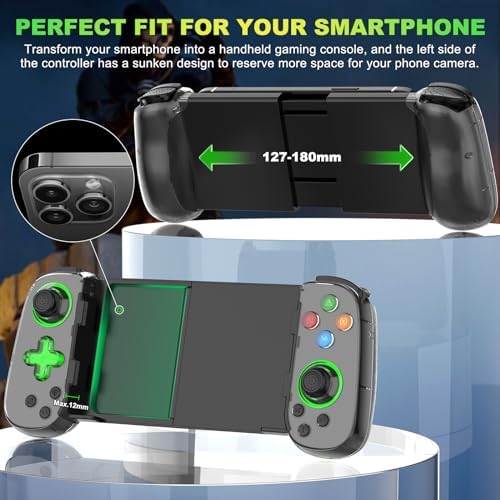 Koiiko Phone Game Controller for iPhone 17/Android/PC/Switch, Play COD, Genshin,Support Streaming on PS5/Xbox/PC Console, Cloud Gaming Wireless Gamepad Joystick, Turbo/6-Axis Gyro/Dual Motor, Green Light - Image 7
