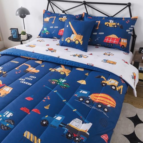 ADASMILE A & S 6 Pcs Construction Bedding Twin Kids Cartoon Truck Comforter - Image 3