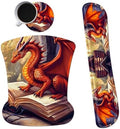 Ergonomic Mouse Pad with Wrist Support Gel Mouse Pads and Upgrade Keyboard Wrist Rest Pad Set, Coasters Non-Slip PU Base Mouse Mat for Office Gaming Computer Laptop Home, Red Dragon Books by Dikoer