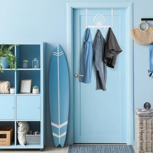 Reallnaive Nautical Coastal Bathroom Decor Seashell Over The Door Hooks - Image 4