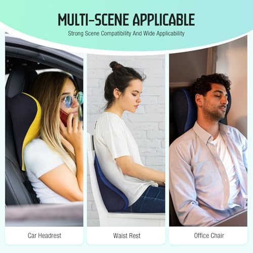 Car Neck Pillow for Driving Seat, Soft Memory Foam Headrest Pillow with Adjustable Strap and Removable Cover, Ergonomic Neck Support for Car, Office Chair, Gaming Chair – Black - Image 6