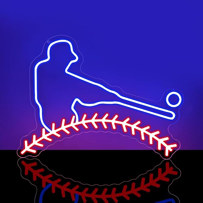 Baseball Neon Sign, Baseball Led Neon Light Signs for Wall Decor Sport Light up Sign Lamp for Dorm Bedroom Party Bar Man Cave Decor Birthday Christmas Gift for Fans Dimmable USB Powered(16.2"*12") - Image 6