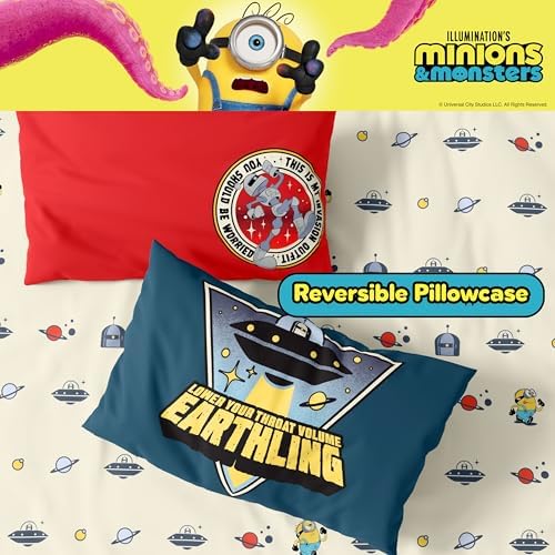Minions and Monsters Movie Kids Bedding Set, Twin Size 5 Piece Comforter and Sheet Set with Sham, (Officially Licensed Product) by Franco - Image 4
