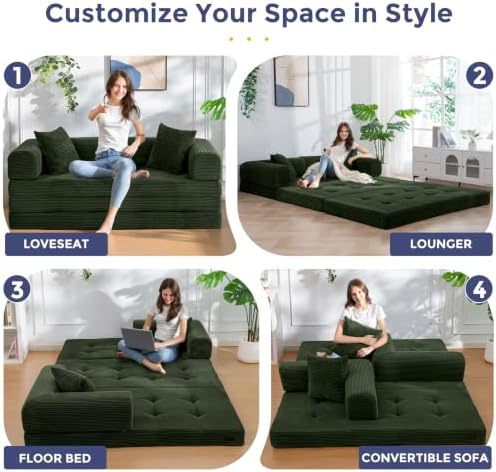 MAXYOYO Convertible Sofa Bed, Floor Sofa Couch with L-Shaped Backrest - Image 4