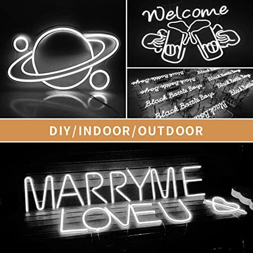 LED Neon Lights Flexible White 16.4FT/5M 12V DC Waterproof Flexible LED NEON Light for Indoors Outdoors Decorm [Power Adapter Included] - Image 6