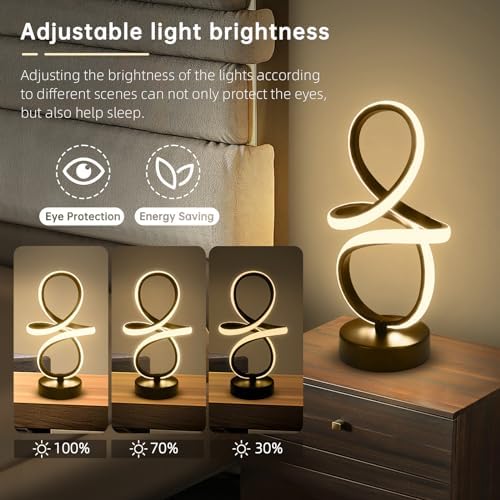 Modern RGB Table Lamps, 7 Colors 10 Light Spiral Bedside Lamp with Remote&APP, Cool Table Lamp, Dimmable LED Nightstand Lamp with Scene/Music Modes for Bedroom, Living Room, Christmas Gifts Black - Image 4