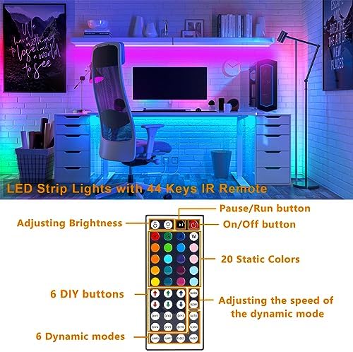 USB LED Strip Lights Kit, 4 Pre-Cut 1.64ft/6.56ft RGB with Remote - Image 5