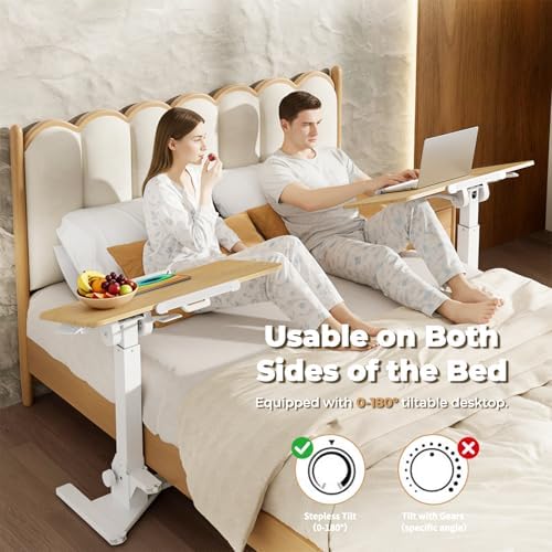 JOY worker Foldable Mobile Standing Desk, 180° Tilt Overbed Bedside Table - Image 3