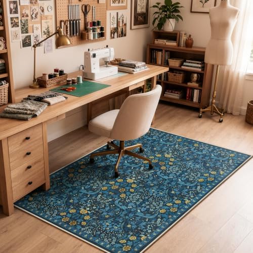 Anidaroel Floral Office Chair Mat for Hardwood Floor, 48"x60" Under Desk Chair Rug for Rolling Chair, Anti-Slip Computer Chair Mat, Low Pile Carpets Protector Mat for Home Office Gaming Room - Image 7