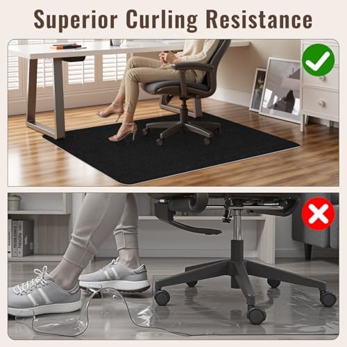 Sycoodeal Office Chair Mat for Hardwood Floor,Slip Resistant Floor Mat for Office Computer Gaming Chair,Heavy Duty Floor Protector for Rolling Chairs,Easy to Clean,Black(48"x60") - Image 3