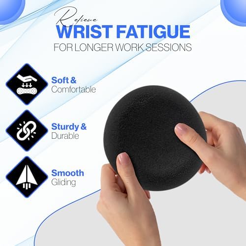 Comfy Glide Palm/Wrist Rest - Smooth Gliding Left and Right-Hand Ergonomic Memory Foam Wrist Support for Mouse or Keyboard - Anti-Fatigue - Stress and Pain Relief for Carpal Tunnel - Jet Black - Image 4