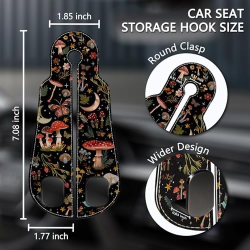 Blusabaca 2PCS Car Seat Headrest Hooks, Purses Bags Holder, Cute Mushroom - Image 5