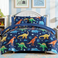 Twin Comforter Set for Boys - 5 Pieces Navy Dinasour Twin Bedding Sets by KaleidoSpaceHomeCollection