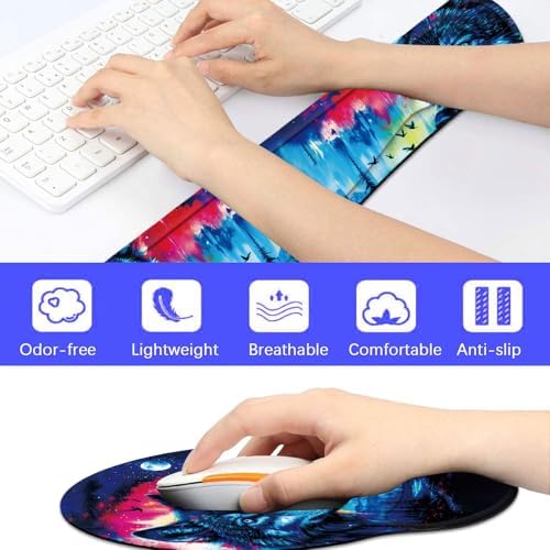 Keyboard Wrist Rest and Mouse Pad Wrist Support Set with Coaster,Comfortable for Easy Typing,Pain Relief,Memory Foam Keyboard Pad Set for Laptop Mac,Forest Wolf - Image 6