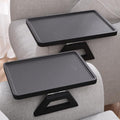 2 Pack Bamboo Couch Arm Tray,Folding Sofa Armrest Table（Black） by DANFOXER