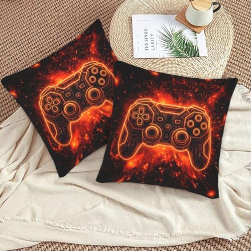 Perinsto Gaming Throw Pillow Covers Set of 2 Gamer Gift Decorative Pillowcases Soft Cushion Covers for Sofa Couch Bed Home Decor, 20"X20" - Image 6