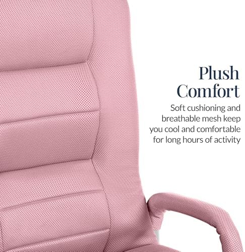 Best Choice Products Swivel Gaming Chair 360 Degree Multipurpose Floor Chair Rocker for TV, Reading, Playing Video Games w/Lumbar Support, Armrest Handles, Adjustable Foldable Backrest - Pink - Image 5