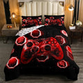 Feelyou Kids Red Gamer Comforter Set Full Size, Game Console Bedding Set Space Universe Gaming Comforter Boys Girls Gamepad Teens Duvet Set Bedroom Decor 3Pcs by Feelyou