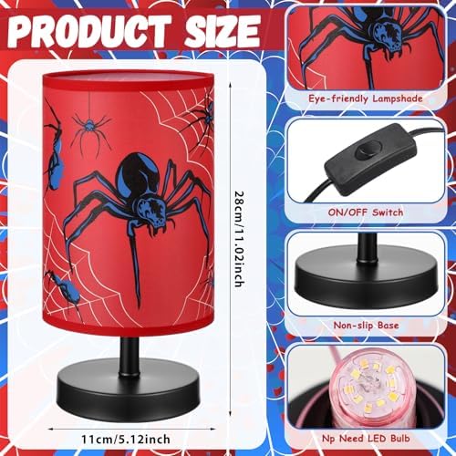 Glooglitter Spider Table Lamps Gifts 3 Colors Dimmable Lights 11.02 x 5.12 Inch Themed Decorative Nightlight Fashion Bedroom Bedside Lamps for Room Bedroom Desk Home Decor Birthday Gifts - Image 2