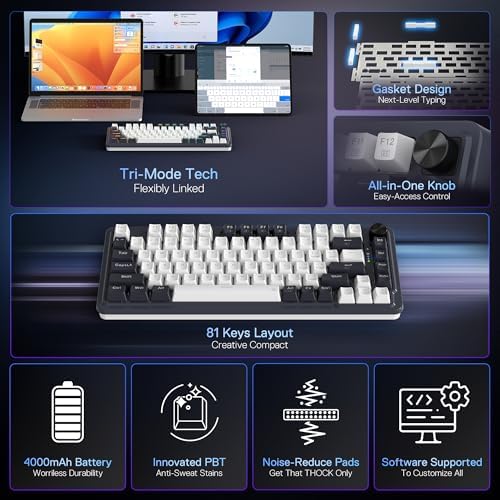 Redragon K673 PRO Wireless 81-Key RGB Gasket Gaming Keyboard, Scroll Knob - Image 2