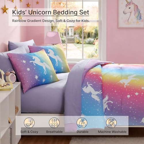 Full Size Comforter Sets for Girls - 7 Pieces Unicorn Full Bedding Set - Image 3