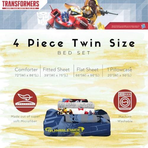 Transformers Optimus Prime Super Soft Comforter and Sheet Set with Sham, 4 Piece Twin Size, (Official Licensed Product) By Franco Collectibles - Image 3