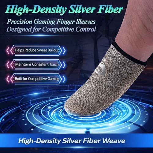 Bluradio 6 Pack Silver Fiber Gaming Finger Sleeves - Image 3
