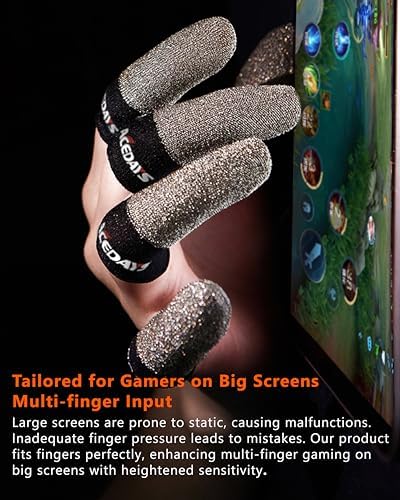 ACEDAYS Gaming Finger Sleeves,100% Visible Silver Fibers,Just Right Pressure/Breathable/Sweatproof,Gaming Gloves for PUBG Mobile/Knives Out/Call of Duty Mobile（10pcs） M - Image 4