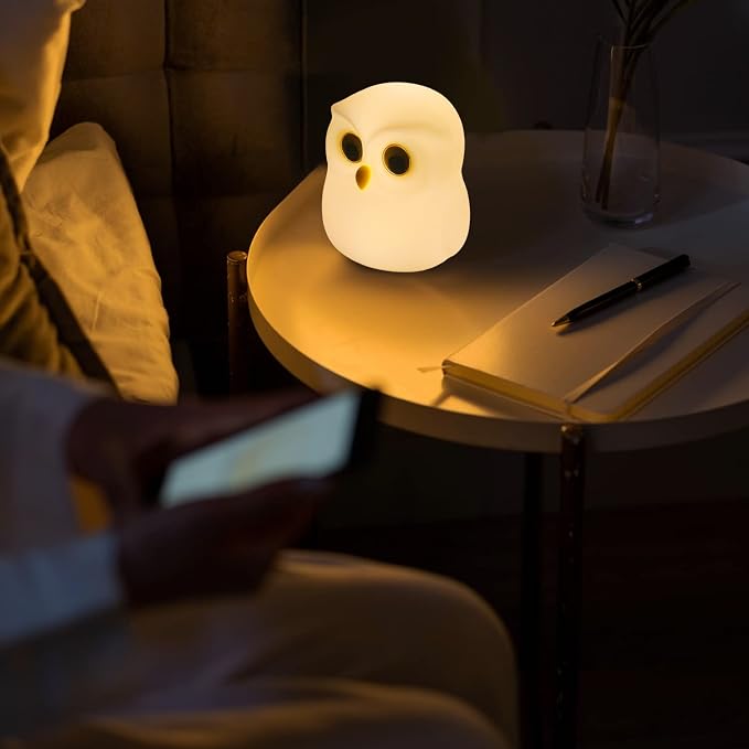 Cute Owl Kids Night Light,USB Rechargeable Cute Animal Lamps,Creative Feeding Light at Night LED Color Changing Soft Silicone Lamp Christmas Bedside Lamp Kawaii Children Room Desk Decor Birthday Gifts - Image 4