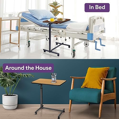 ProHeal Medical Overbed Table with Wheels and Adjustable Height - Gray Rolling Over Bed Table for Home and Hospital Use - Image 6