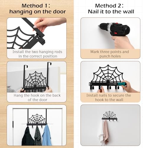 Reallnaive Over the Door Hooks Cobweb, 6 Hooks Towel Rack for Bathroom - Image 3