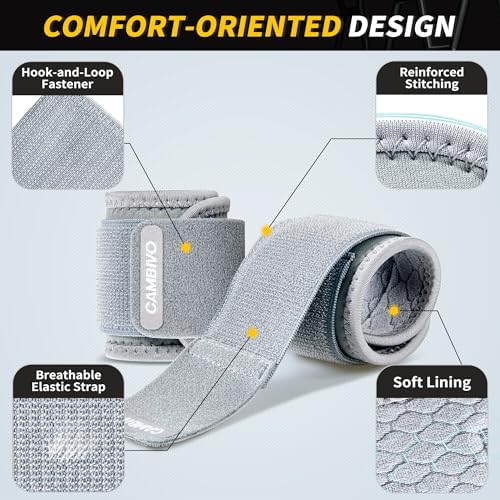 CAMBIVO 2 Pack Wrist Brace for Carpal Tunnel with wraps, Gray | Wrist Support, Adjustable Wrist Wraps for Weightlifting, Tendonitis, Pain Relief, Sleeping, Night, Gym, Neoprene, Both Hands - Image 4
