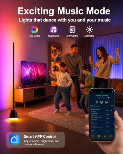 Keepsmile Smart RGB LED Corner Floor Lamp,172 LEDs Bright Standing Lamps for Living Room with APP and Remote,Modern Floor Lamp with Music Sync and 16 Million Colors, Ambient Lighting for Bedroom - Image 4