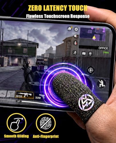 8 Pcs Silver Fiber Gaming Finger Sleeves, Ultra-Thin Dedales Gamer for Mobile Gaming, Anti-Sweat Breathable Thumb Sleeves Universal for Phones & Tablets - Image 3