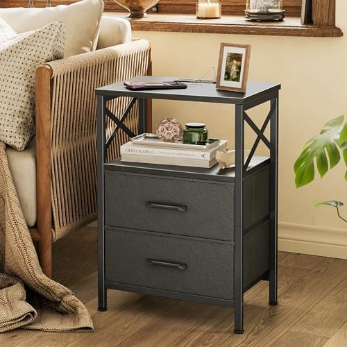 Huuger Nightstand Set of 2 with Charging Station, USB-C Port, End Tables - Image 6
