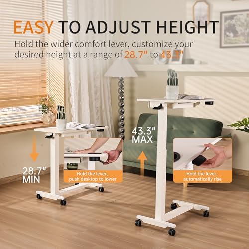 Adjustable Hospital Overbed Table with Drawer, Wheels, Cup Holder - Image 3