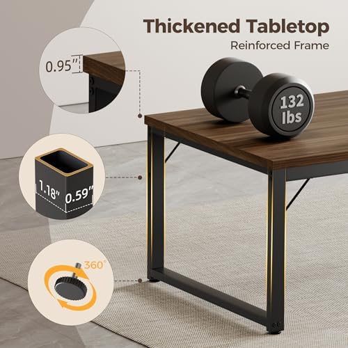 Mericonia 54 Inch Computer Desk, 1" Thick Heavy Duty Office Table - Image 4