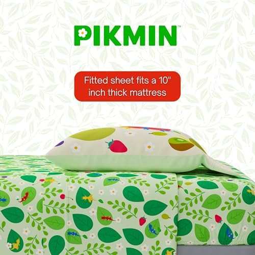 Nintendo Pikmin Game Kids Bedding Set, Twin Size 5 Piece Comforter and Sheet Set with Sham, (Officially Licensed Product) by Franco - Image 7