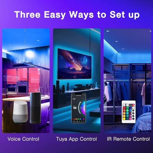 DAYBETTER Smart WiFi Led Lights, Phone App Controlled, Compatible with Alexa and Google Assistant, Timer Schedule, RGB Strip Color Changing Décor for Bedroom Party Kitchen, 25ft - Image 3