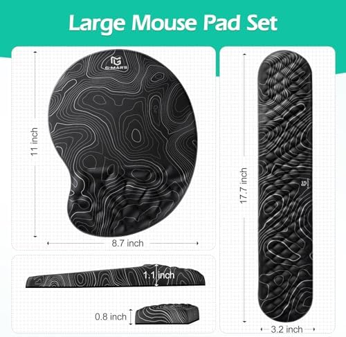 Gimars Upgrade Ergonomic Ultra-Soft Foam Keyboard Mouse Pad Wrist Rest Set, Smooth &Enlarge Wrist Support for Pain Relief, Computer, Laptop, Mac, Gaming, Office - Image 7