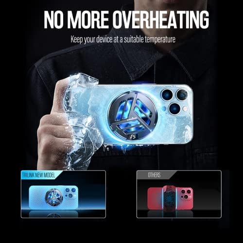 TRILINK Magnetic Phone Cooler with Wireless Charging, Phone Cooling Fan for iPhone/Android/iPad/Tablet - Phone Radiator for Gaming, Compatible with iPhone 12/13 MagSafe -RGB LEDs - Universal Clamp - Image 3