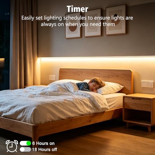 echosari Battery Powered Led Strip Lights with Remote Warm White, 8 Modes, Dimmable, Timer, Self-Adhesive, Cuttable, Waterproof, 9.8FT 90Led Strip Lights for TV Kitchen Cupboard Bedroom Decor - Image 4