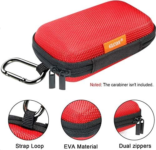 Red Rectangle Small EVA Case, Lightweight Hard Shell Zipper Pouch - Image 3