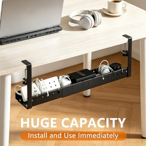 Under Desk Cable Tray, Clamp-On, 12-21.6in Expandable Metal Wire Organizer - Image 5