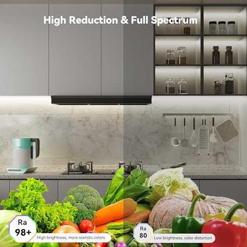 PAUTIX COB LED Strip Lights,UL Listed Dotless LED Lights with RF Remote,32.8ft Natural White 4000K Super Bright Dimmable 24V Flexible LED Tape Light,Kitchen Cabinet,Office,Stairs,Shelf Indoor Lighting - Image 4